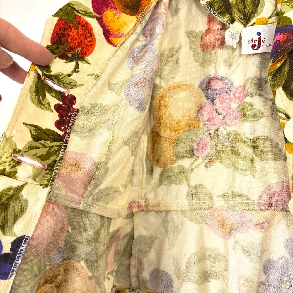 VTG SirJé of California Fruit Print Blazer Women’s Small Artsy Whimsical Retro - Picture 9 of 16